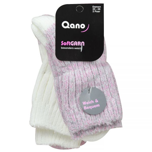 Qano 2048 Damen-Softsocken rose meliert/ natur meliert