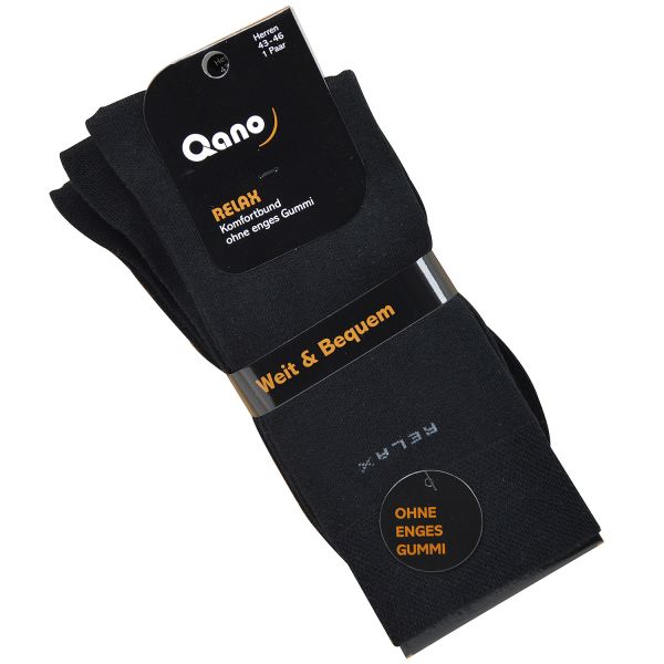 Qano 4072-2-S Relax 3er Pack Herrensocken ohne enges Gummi schwarz