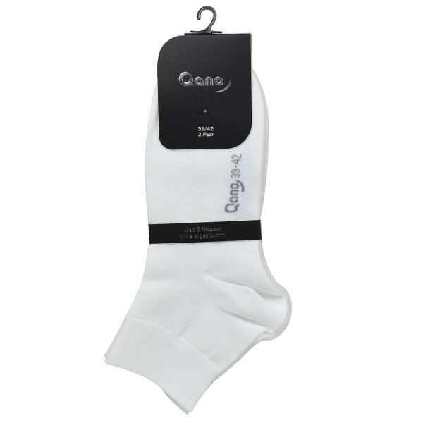 Qano 7004 2er Pack Damen Komfort Sneaker Socken ohne enges Gummi weiß