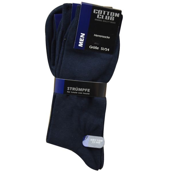 Cotton Club 4095-2 Herren Socken ohne Gummi auch in Übergröße 3er Pack marine blau