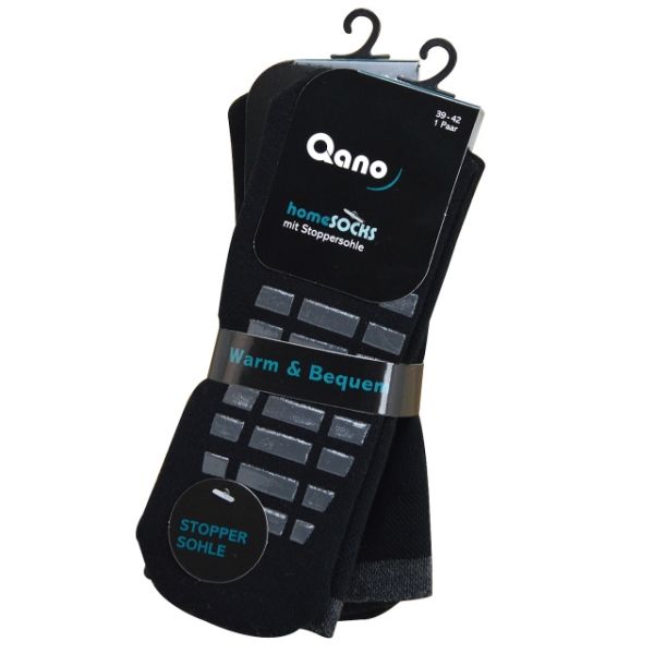 Qano home unisex 2er Pack ABS Stoppersocken schwarz / graue Stopper